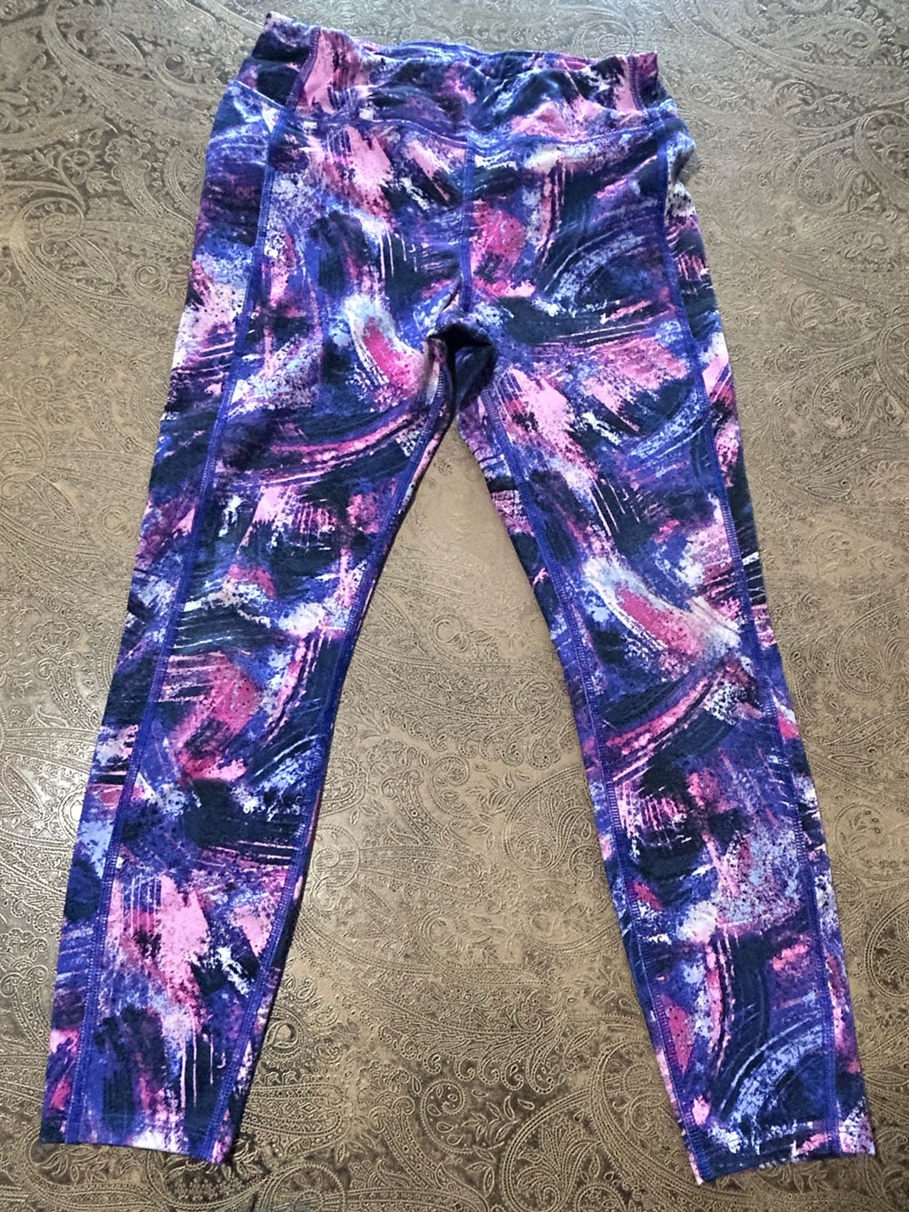 Girls' Purple & Pink Abstract Print Leggings